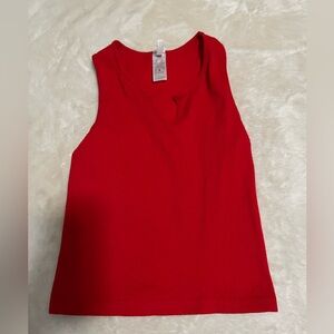 red full length tank top